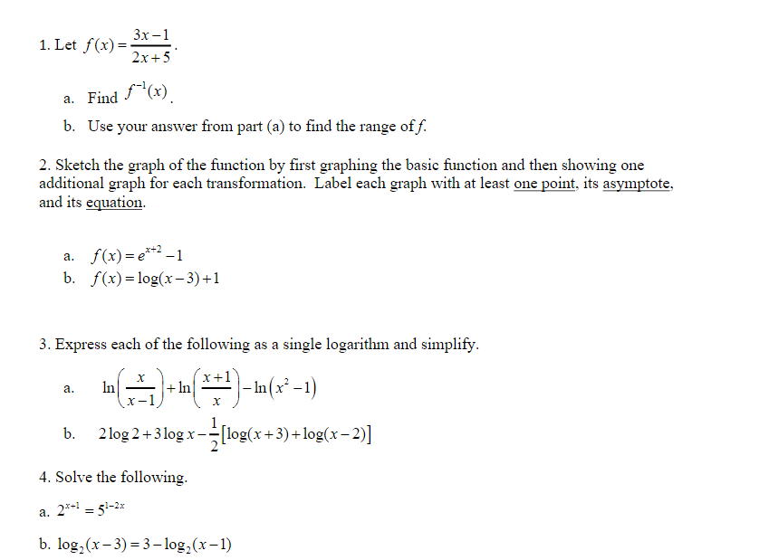 answer from palt (a) to find the range off 2. Sketch the
