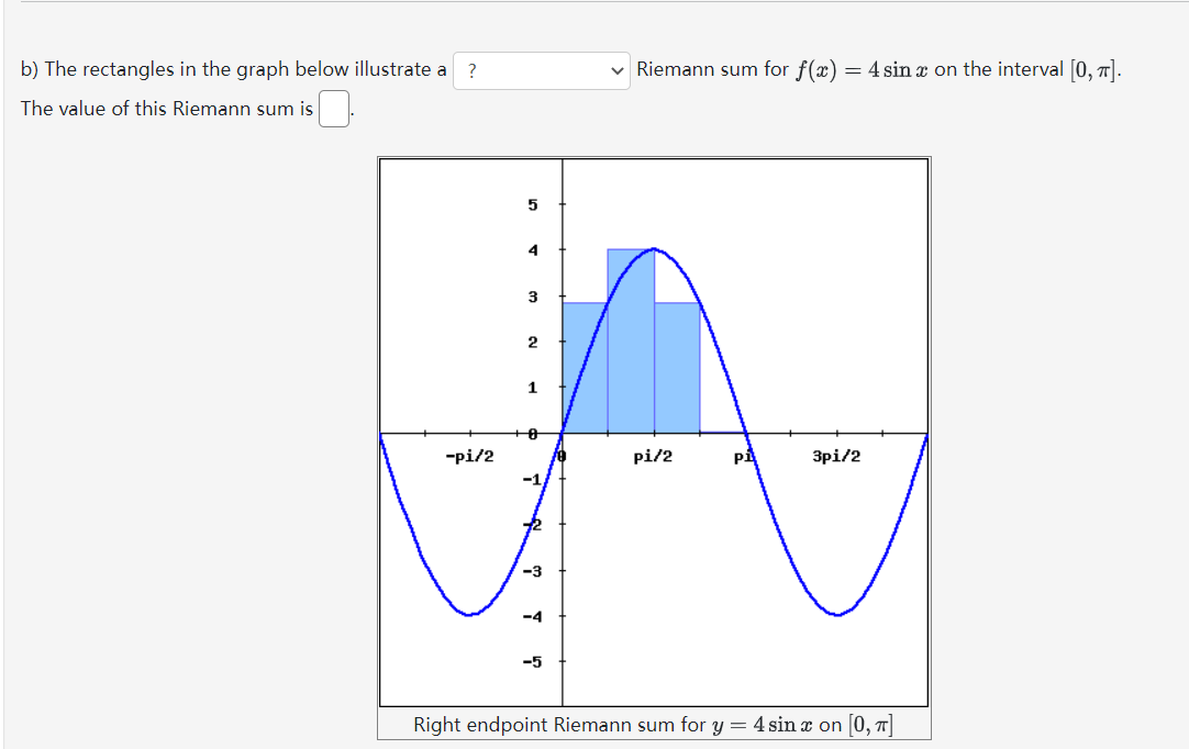 [0, 7]b) The rectangles in the graph below illustrate a ? Riemann