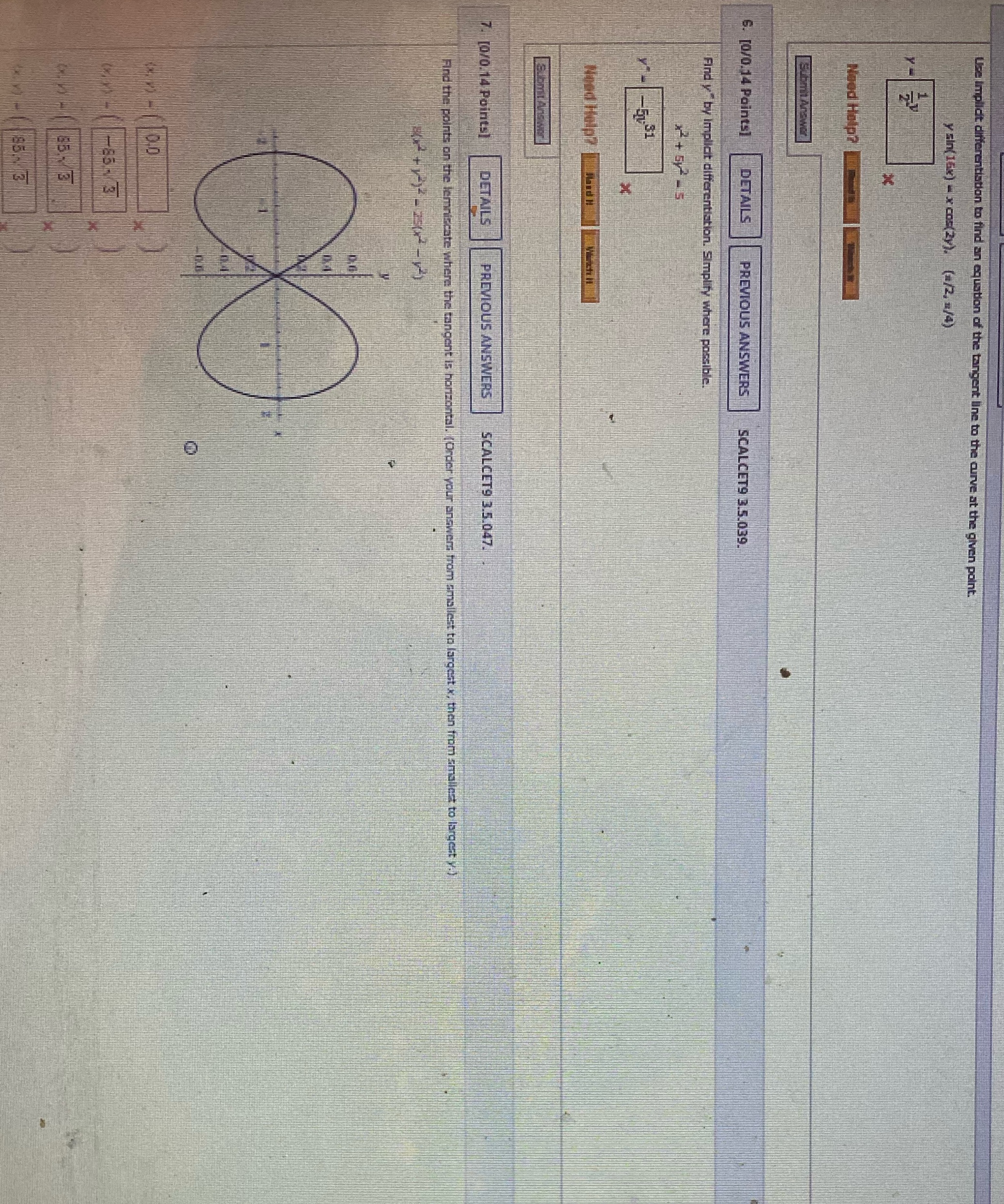  Please answer questions. 5,6,& 7. Question five asks: Use implicit differentiation