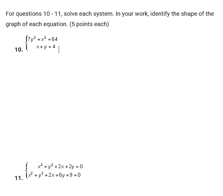 the shape of the graph of each equation. (5 points each) {hf