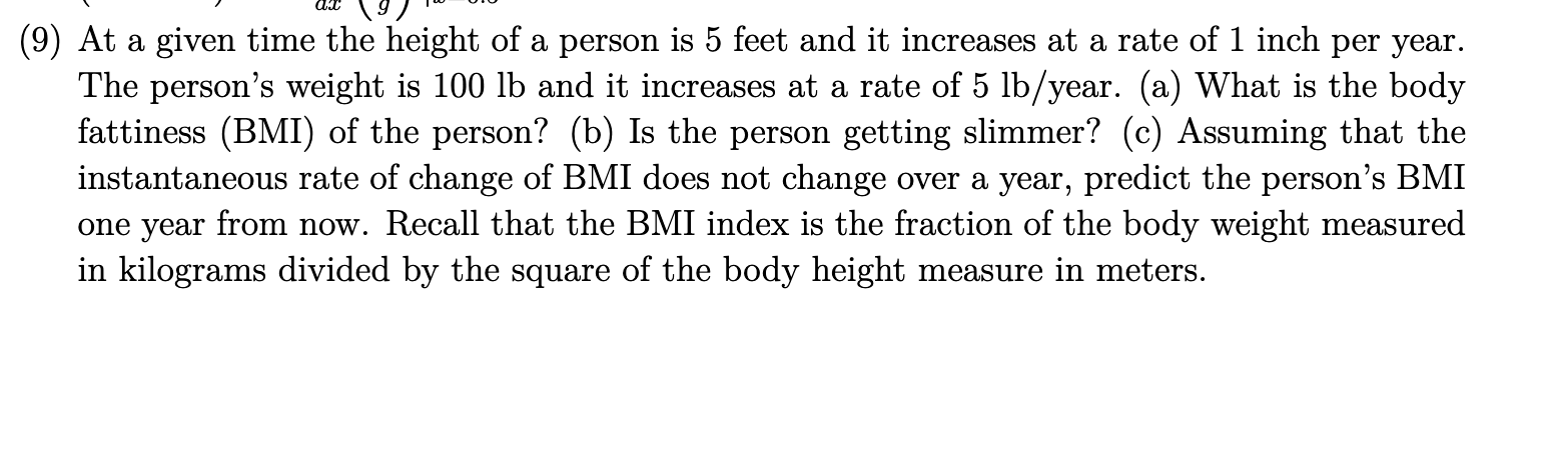 of a person is 5 feet and it increases at a rate