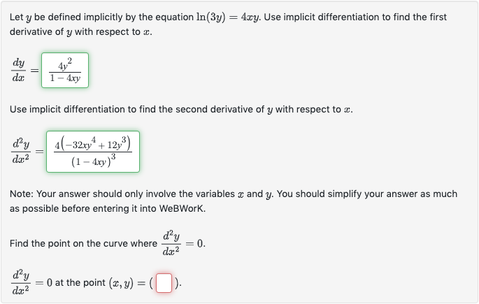  Let y loe defined implicitly by the eouation 111::3y]: = 43y.