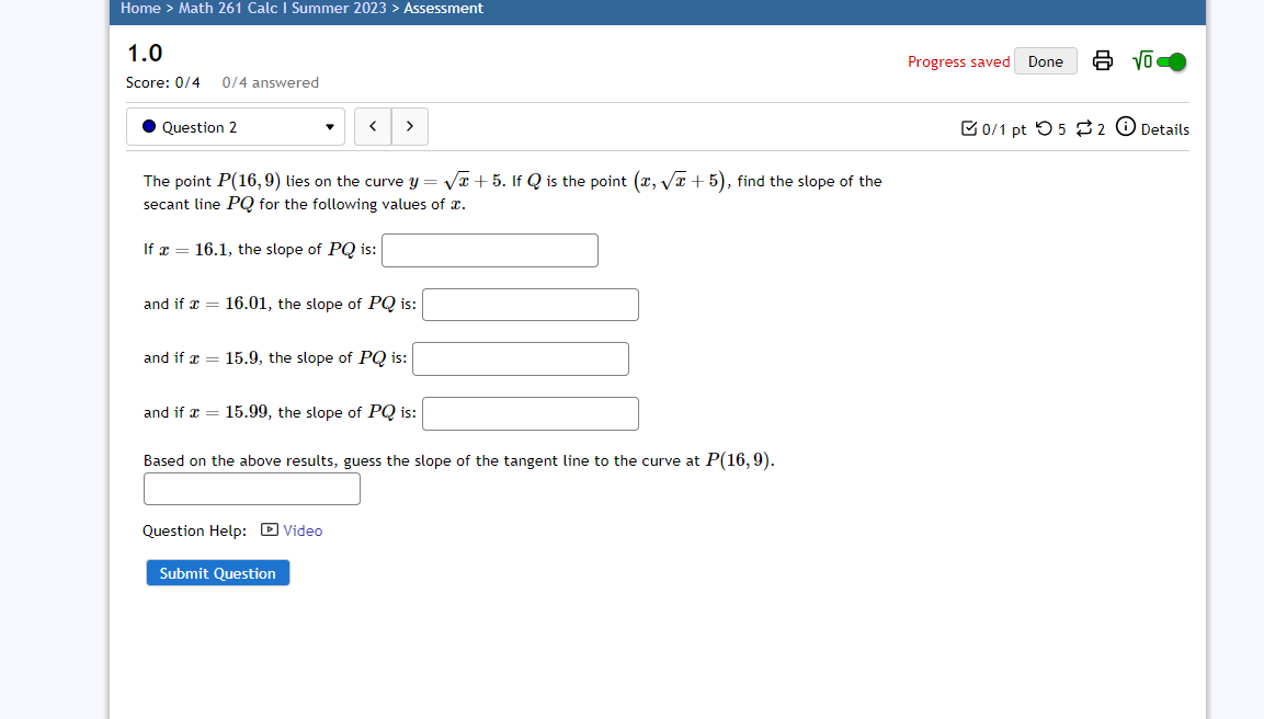 y = x2 + x + 4. If Q is the point