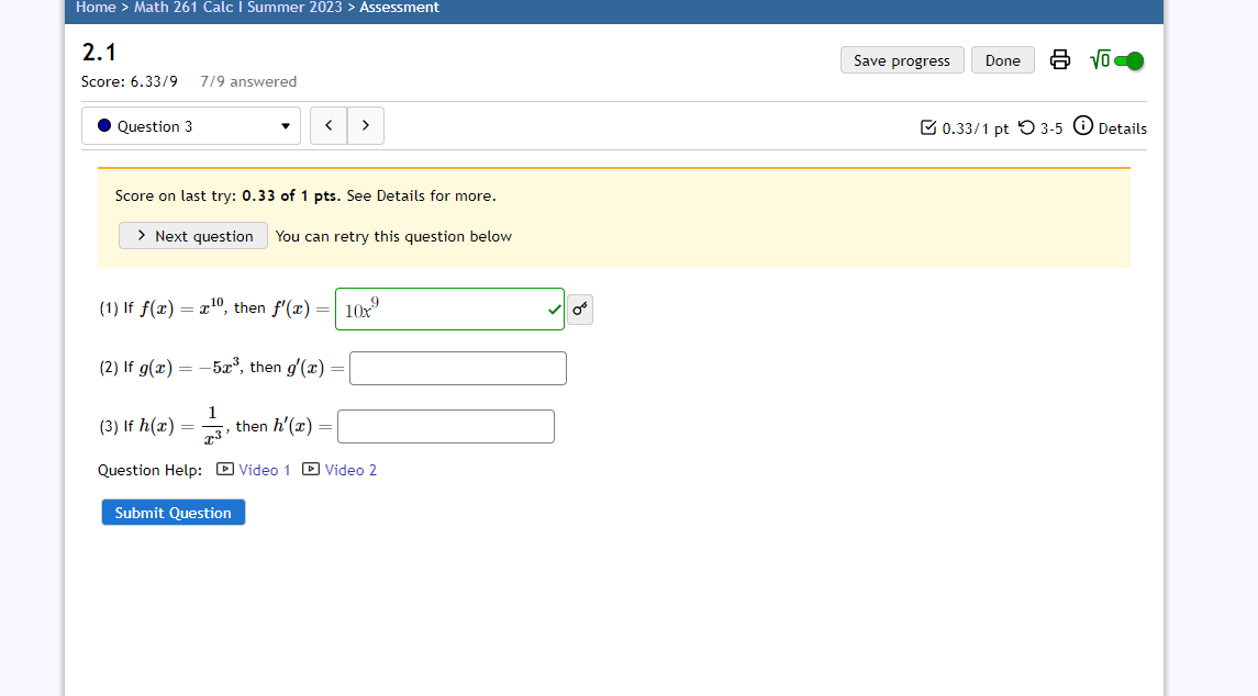 Help: Video Submit Question2.2 Score: 53'25 6-'25 answered . Question 2 v