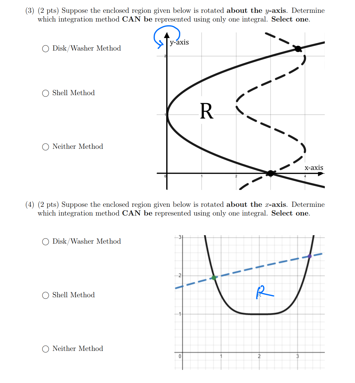  Determine which integration method CAN be represented using only one integral.