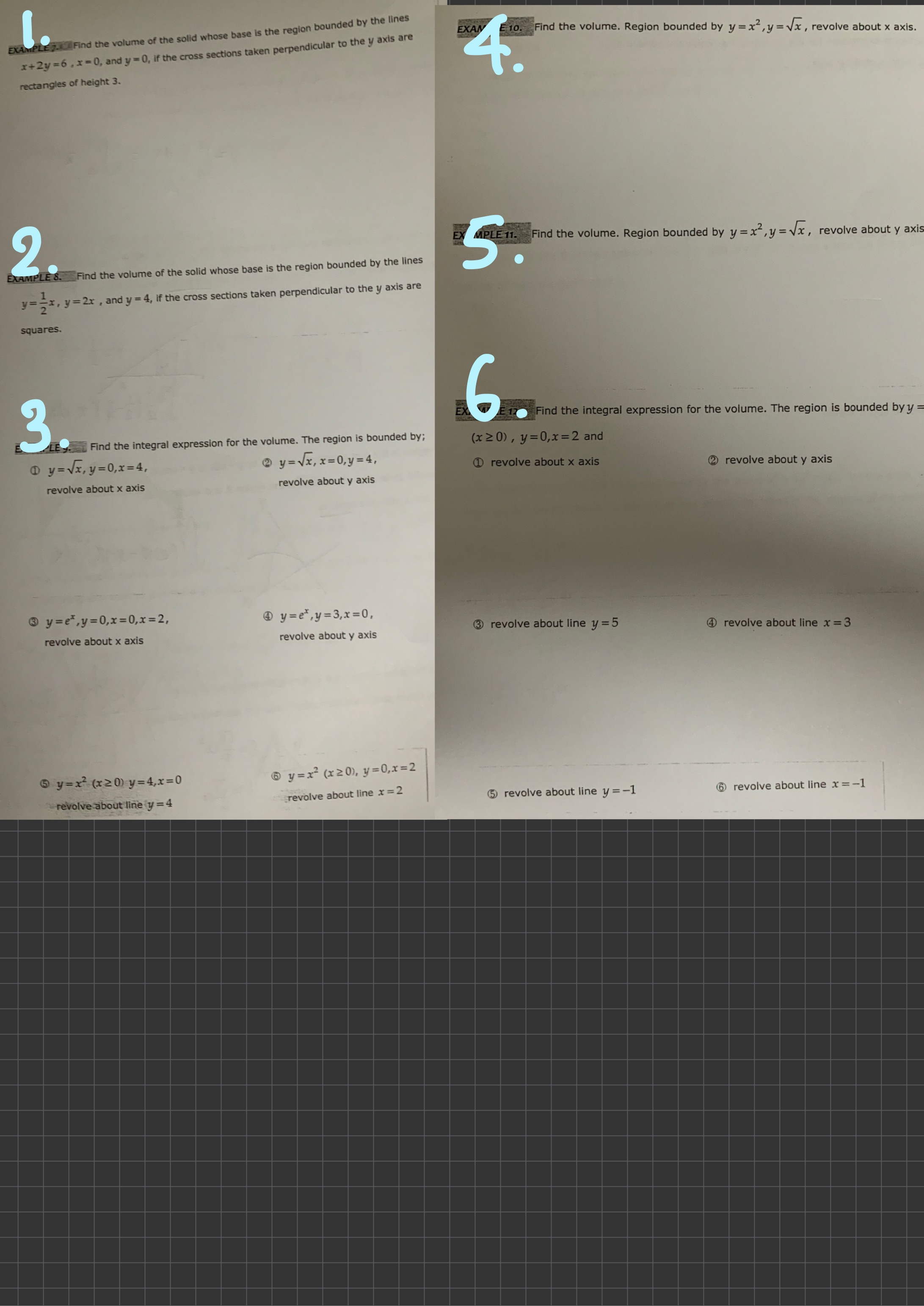 is bounded by; ! = Vx, y=0,x =4, revolve about y axis
