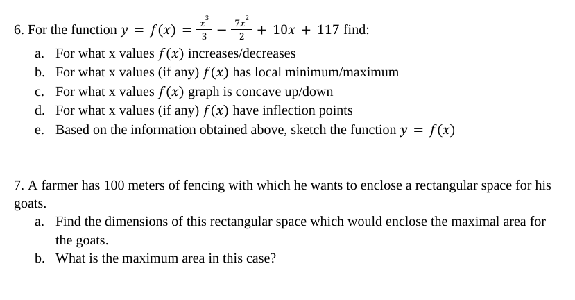  6. For the function y = f(x) = 7x 3 2