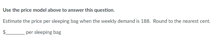 Use the price model above te answer this questien. Estimate the