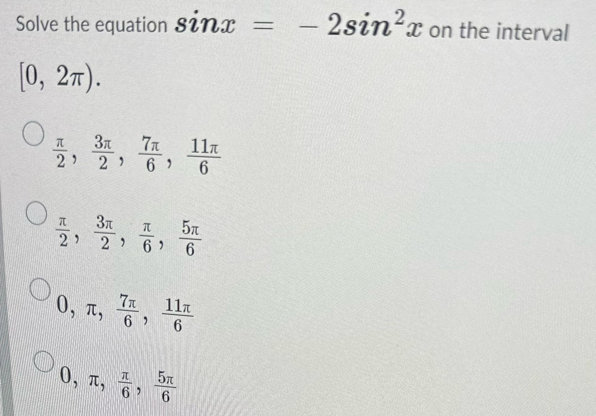 Solve the equation stnc 10, 27). 2sin con the interval 37t lln
