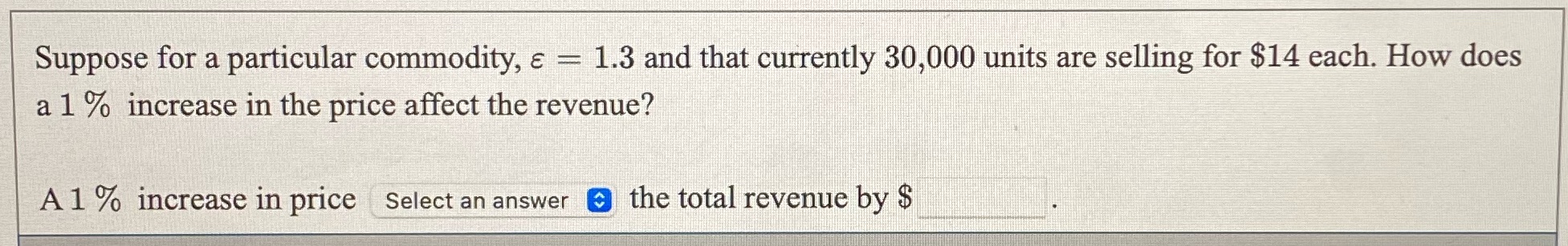 that currently 30,000 units are selling for $14 each. How does a