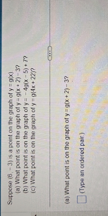 graph of y = g(x) (a) What point is on the graph