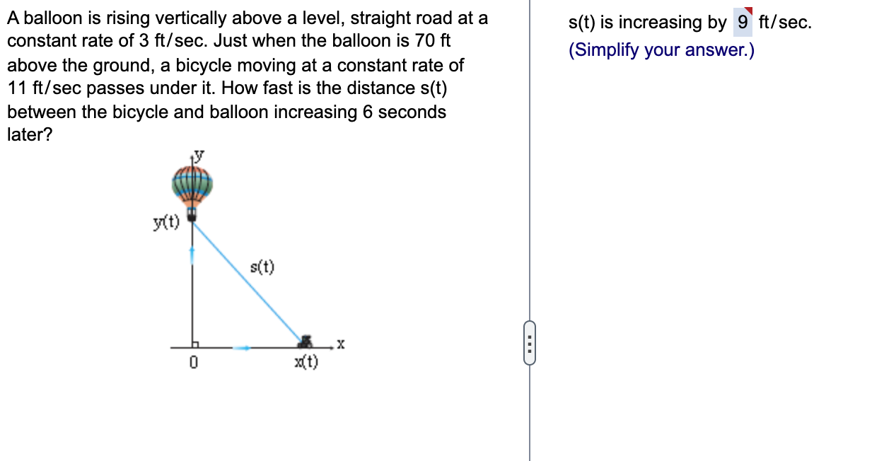 A balloon is rising vertically above a level, straight road at