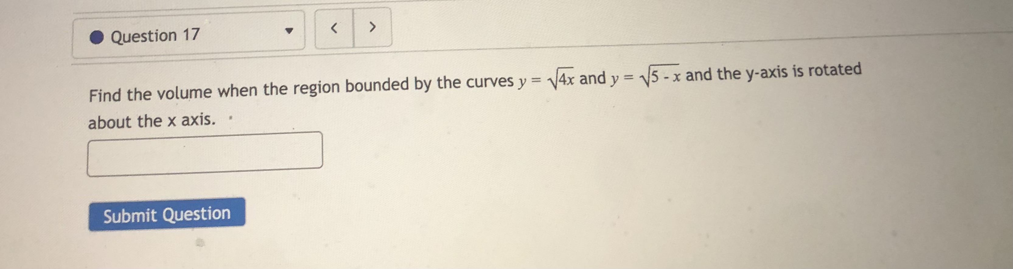 curves y = \\4x and y = \\5 - x and the