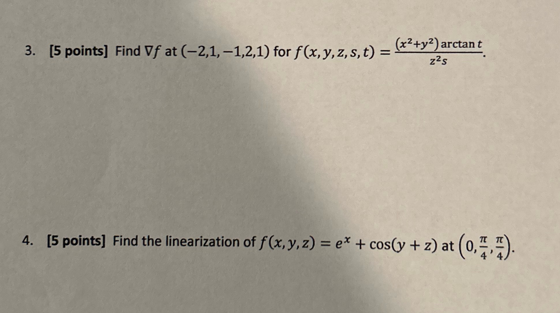  Help with these please 3. [5 points] Find Vf at (-2,1,