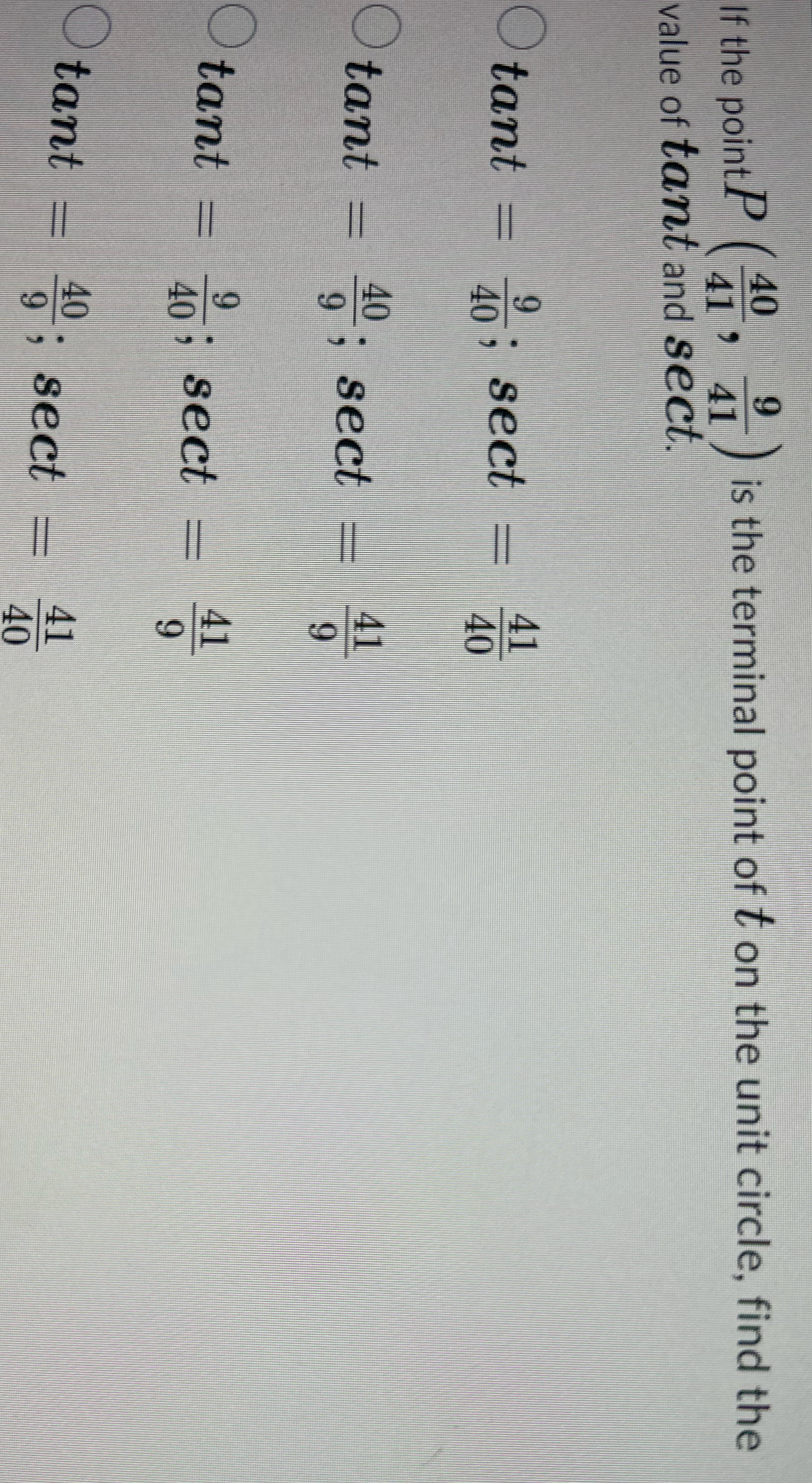 If the point P ( 41 3 is the terminal point