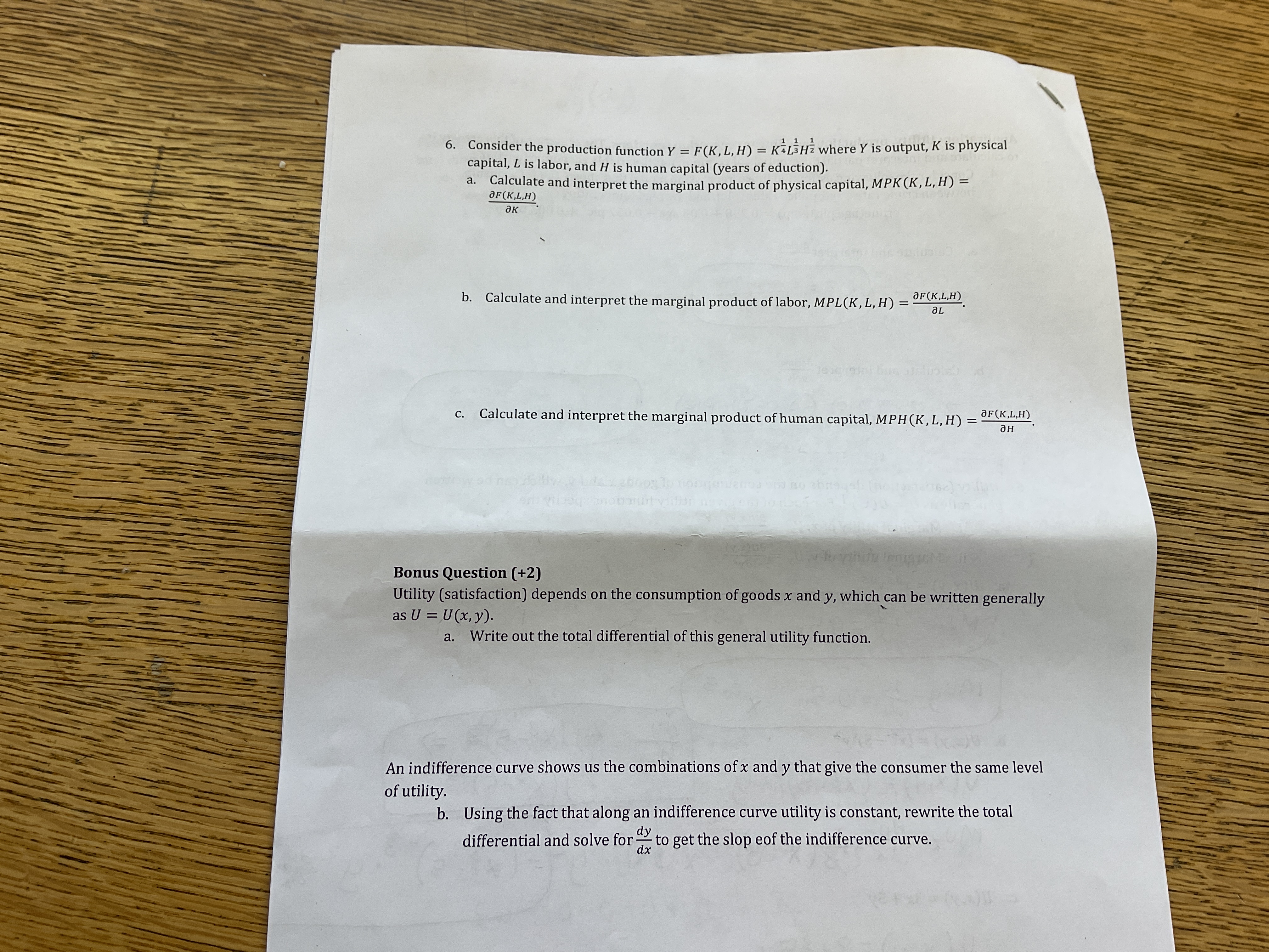 = K%LH% where Y is output. K is physical capital, L IS