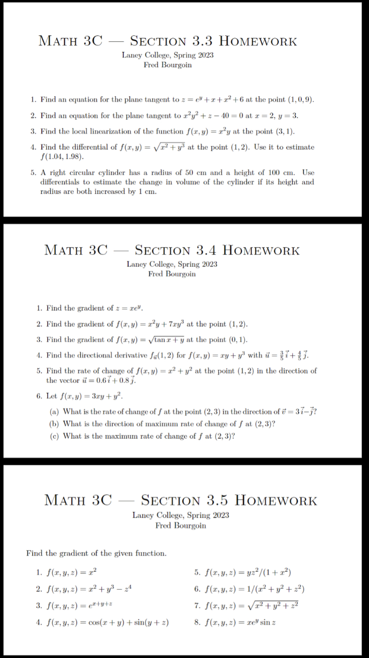  MATH 3C - SECTION 3.3 HOMEWORK Laney College, Spring 2023 Fred
