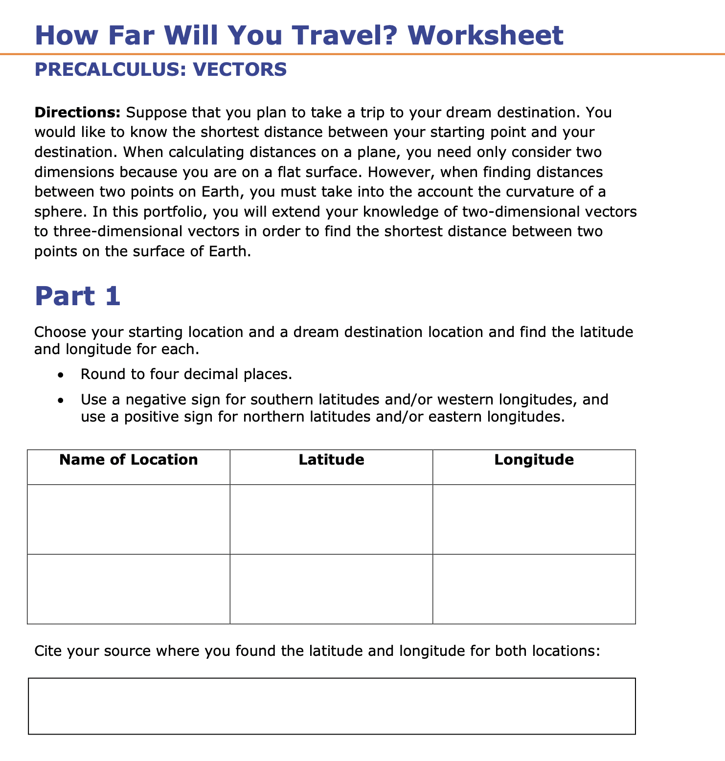 how far will you travel? worksheet precalculus:vectors Please show all work,