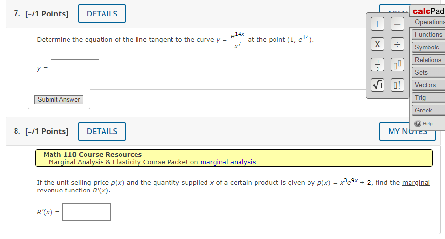 [-11 Points] DETAILS Determine the equation of the line tangent to the