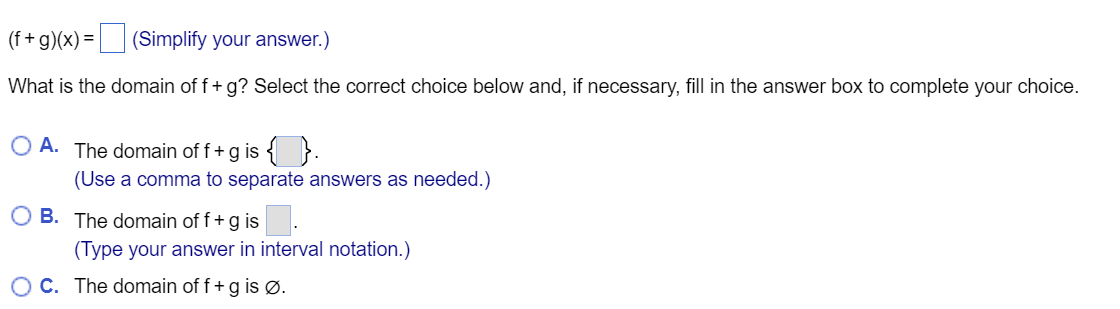x2 + 4x 60, find f+ g, f g, fg, and 3.