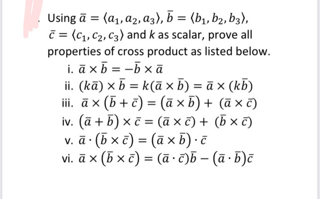  Using a = (a1, a2, a3), b = (b1, b2, b3),