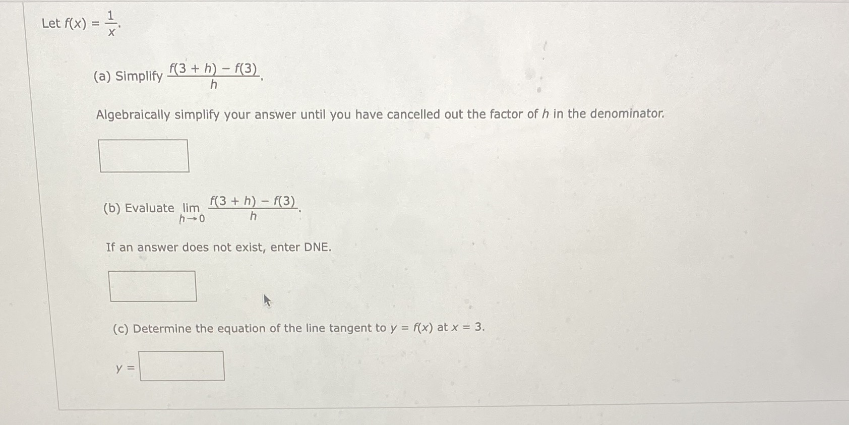 Let f(x) = (a) Simplify (3 + h) - f(3) h