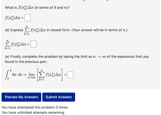 n equal subintervals of length Ax. What is Ax (in terms of