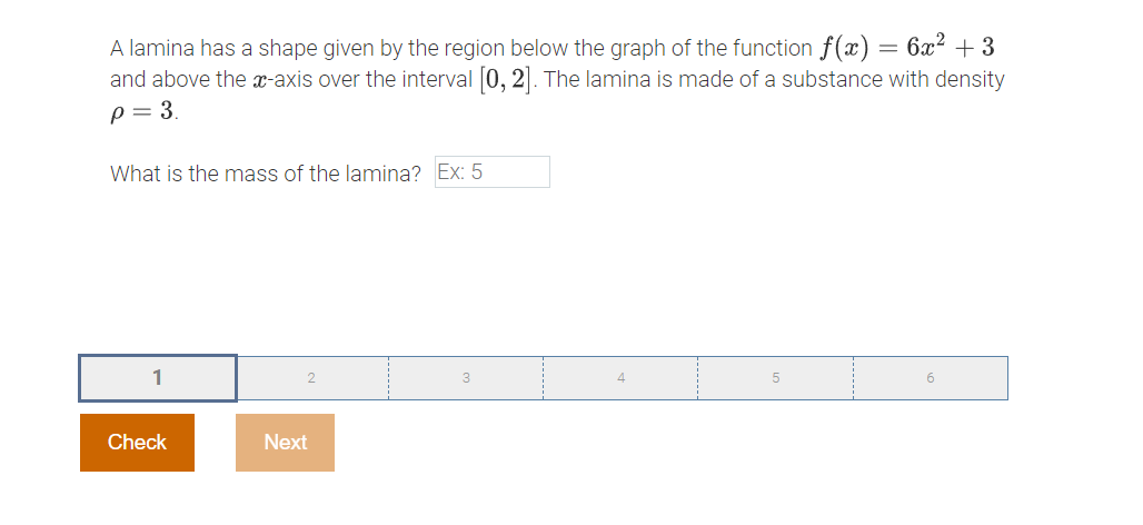 graph of the function f(x) = 6x2 + 3 and above the