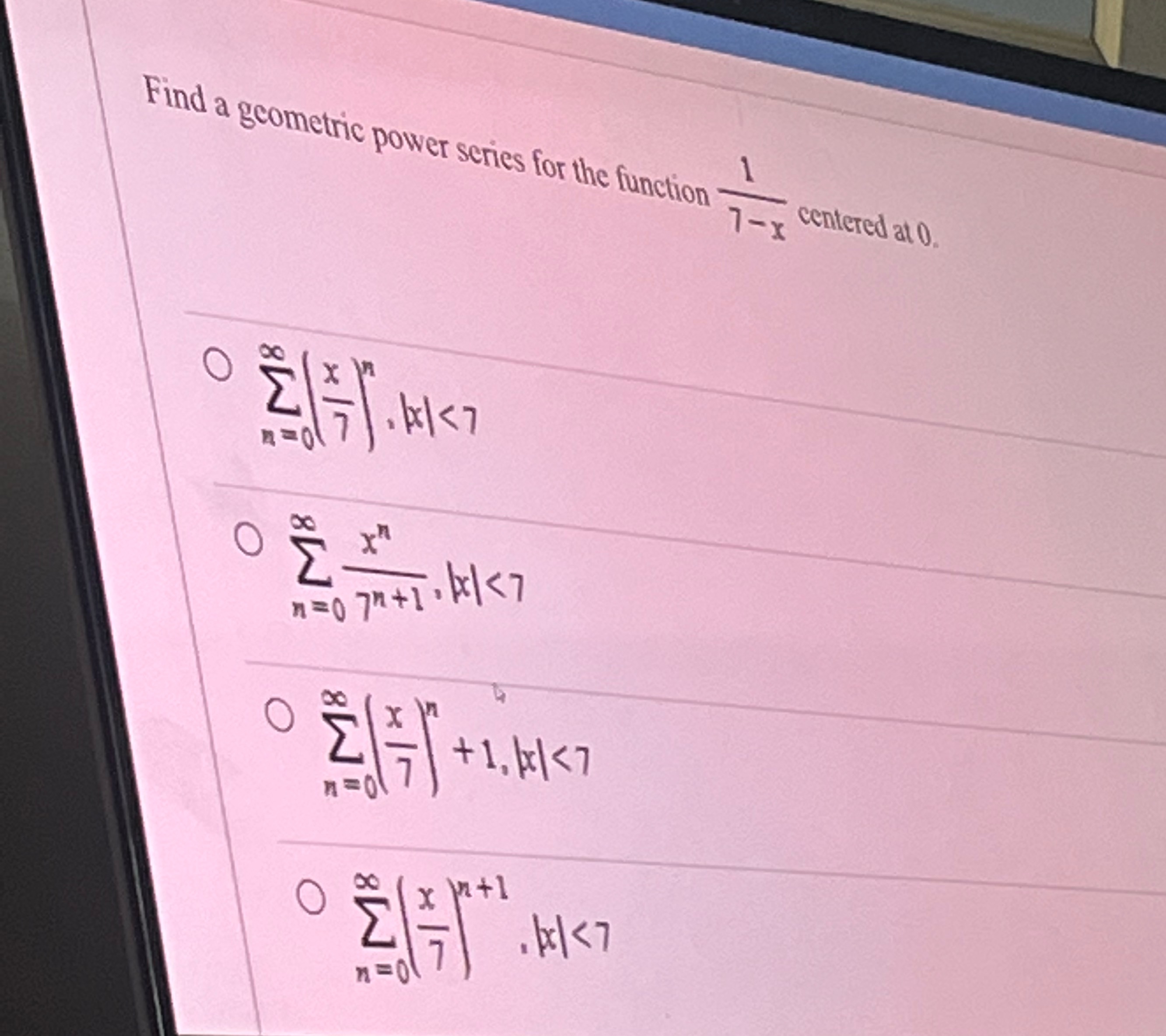Find a geometric power series for the function 1-x centered at