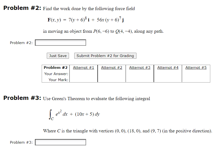 l Just Save I l Submit Problem #2 for Grading Problem #2