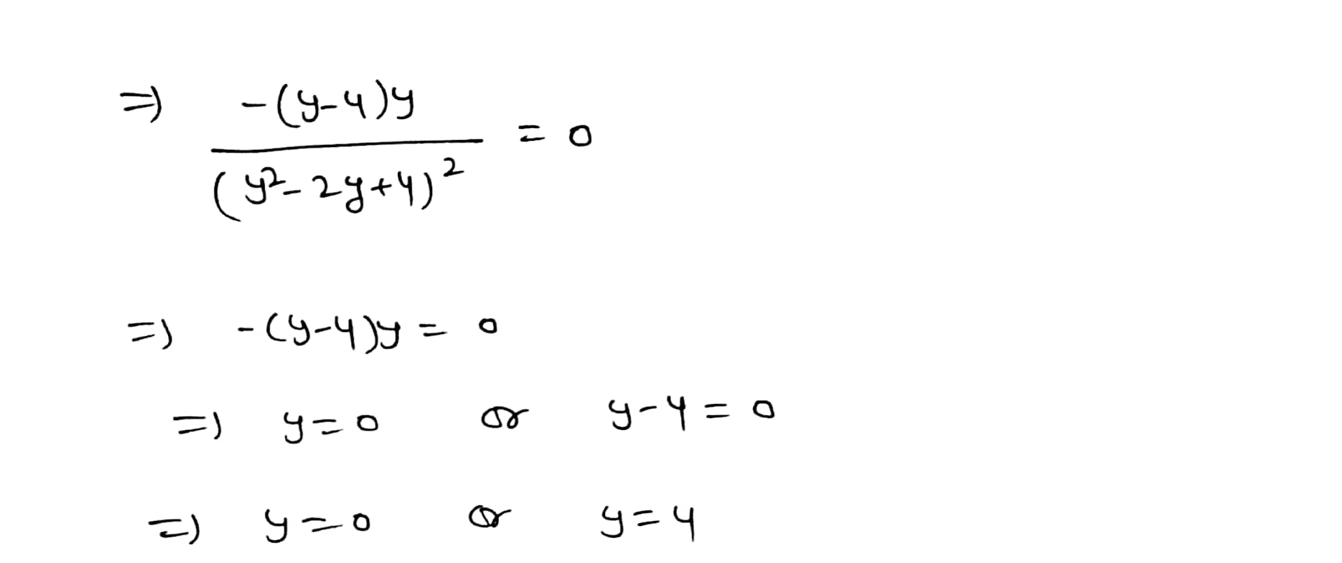 2y + 4 in the denominator is 0. So, g'(y) is undefined