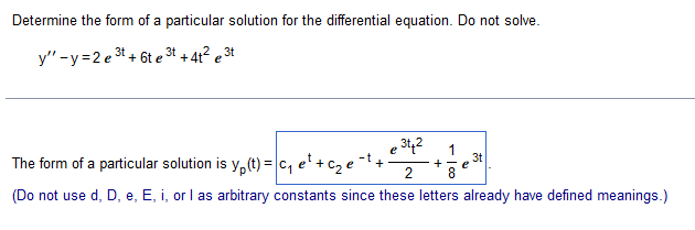 and thank you for your help! A nonhomogeneous equation and a particular