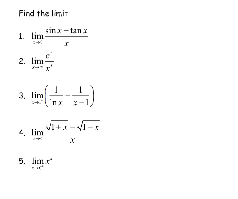 Show all steps please Find the limit sin x - tan