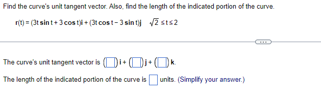 vector is k. The length of the indicated portion of the curve