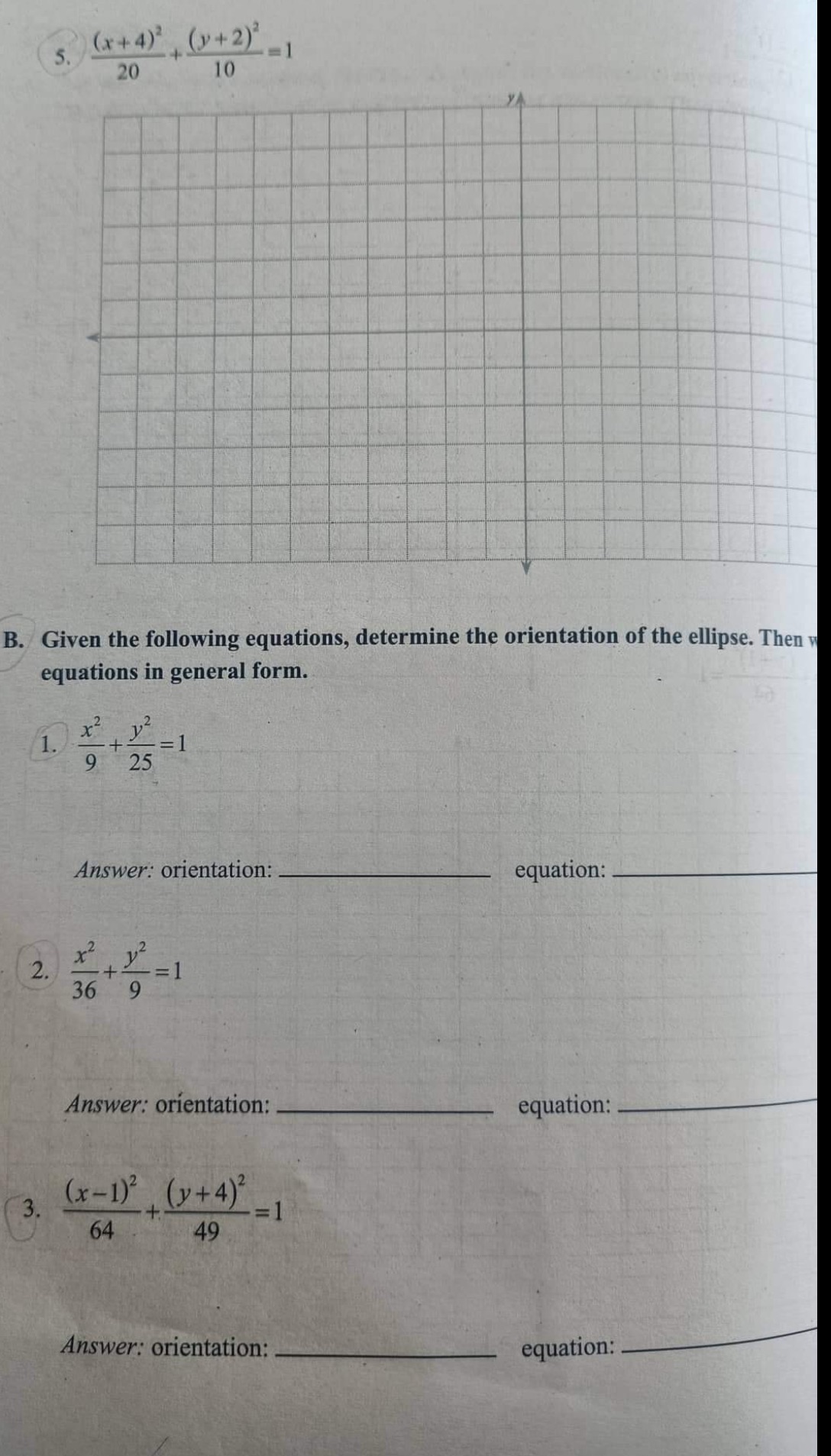 co vertices, foci, length of the latus rectum and equation of directrices