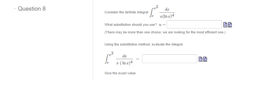 1 = to obtain the integral f(u) du with a