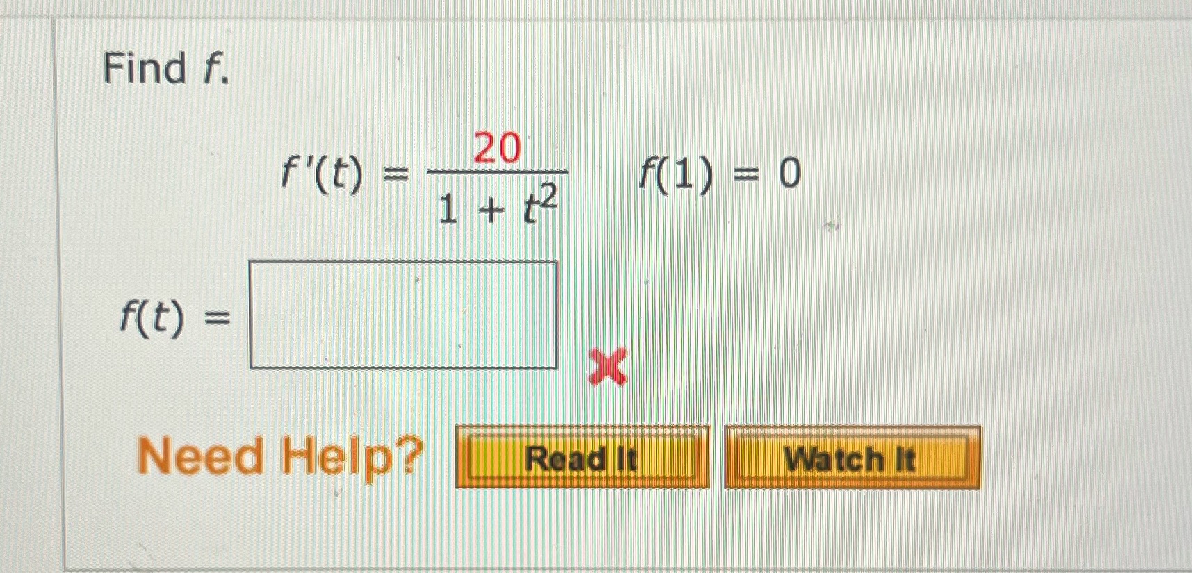 Find f. f(t) = Need Help? __2Q_L ich It