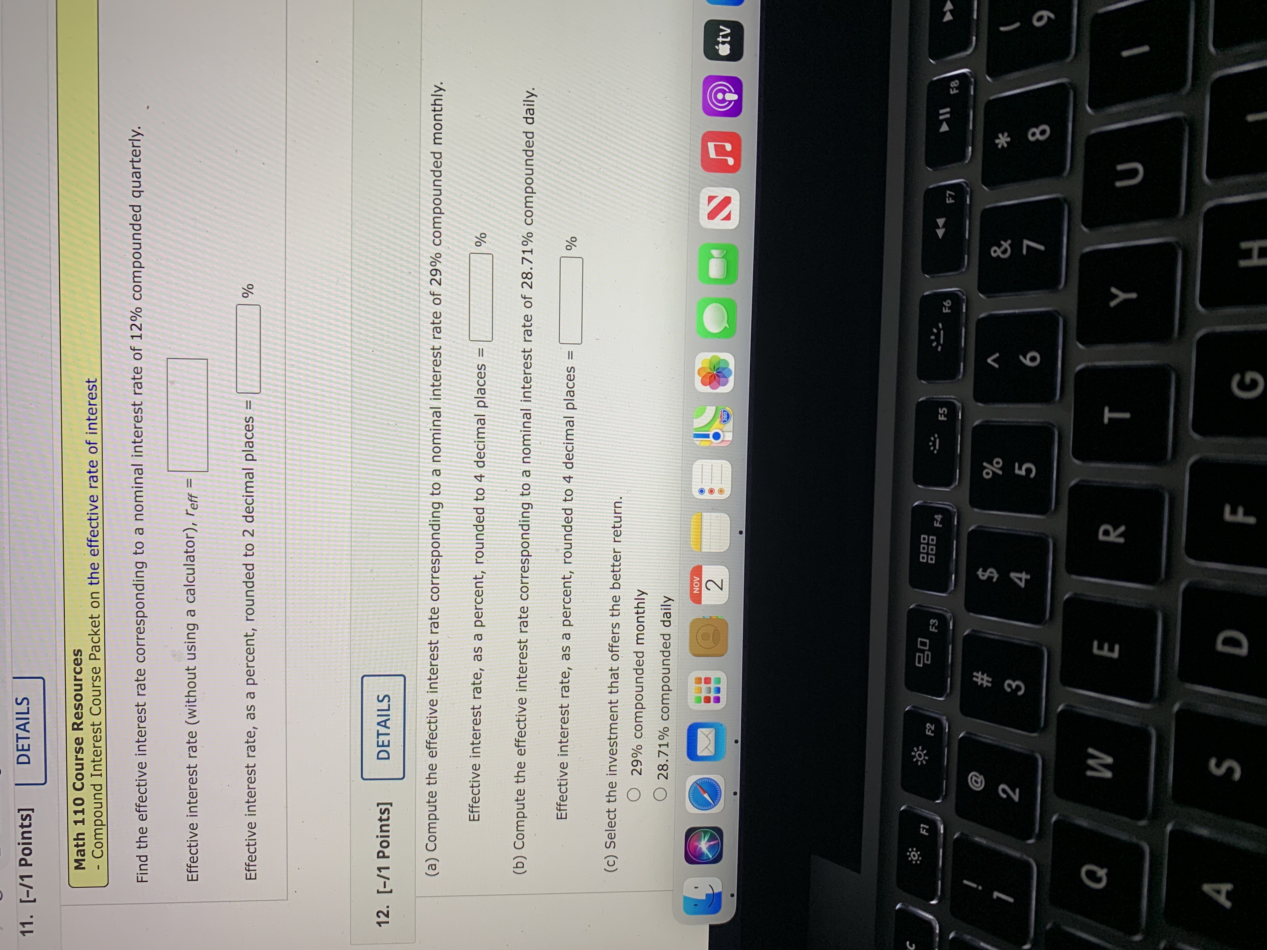 interest rate (without using a calculator), reff = % Effective interest rate,