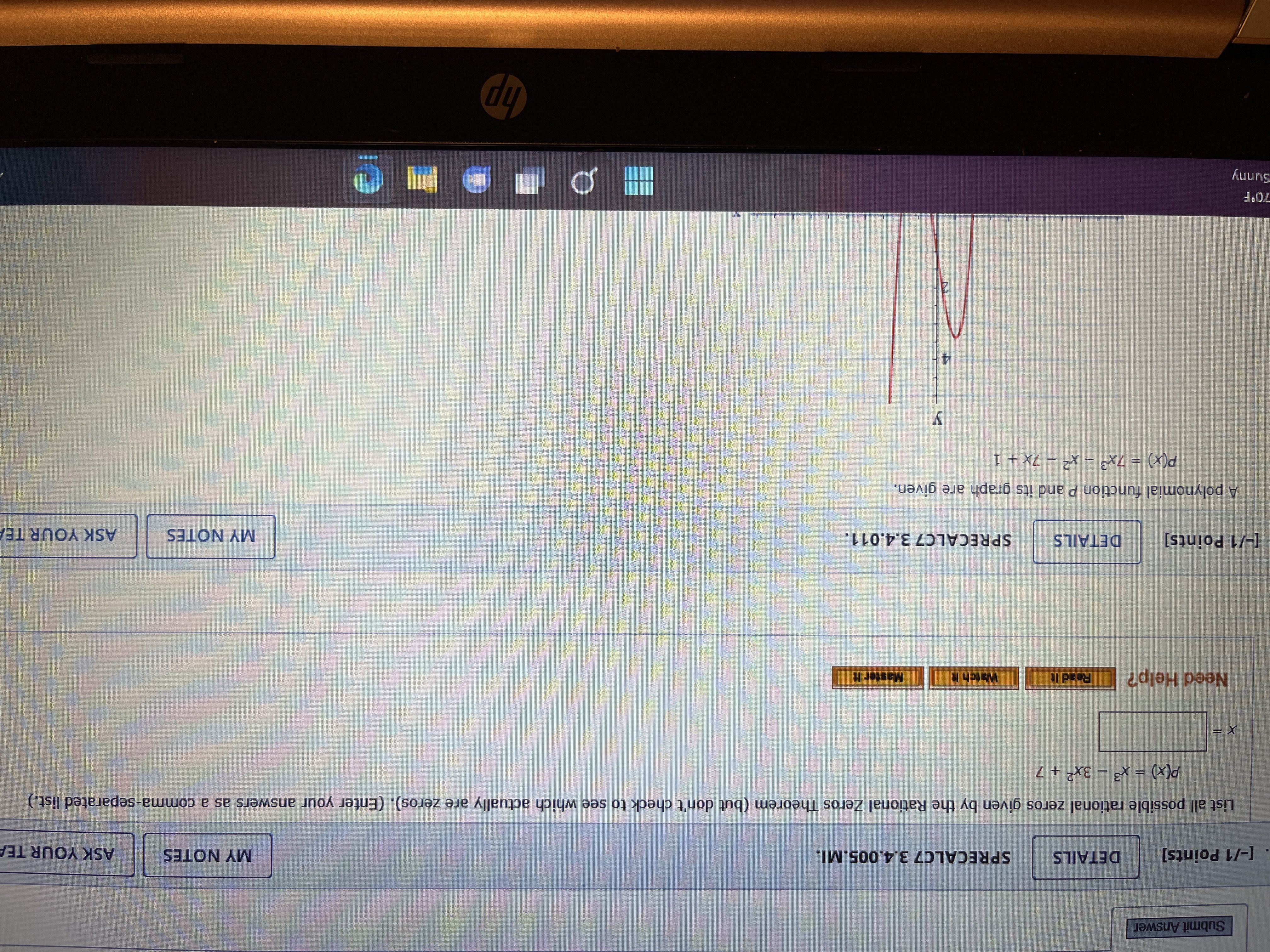  Calculus Submit Answer [-/1 Points] DETAILS SPRECALC7 3.4.005.MI. MY NOTES ASK