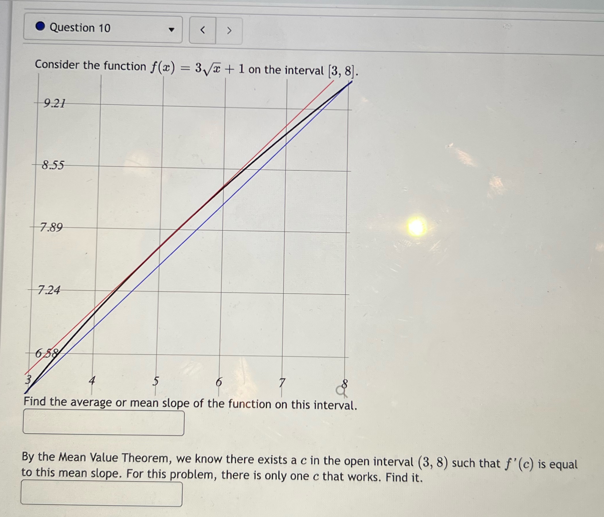  Question 10 Consider the function f(x) = 3 x + 1