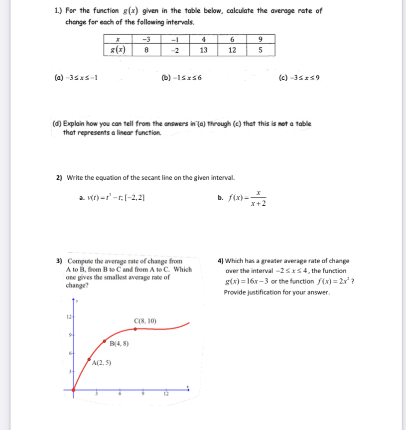 Please answer and show work for all questions except 2B 1.)