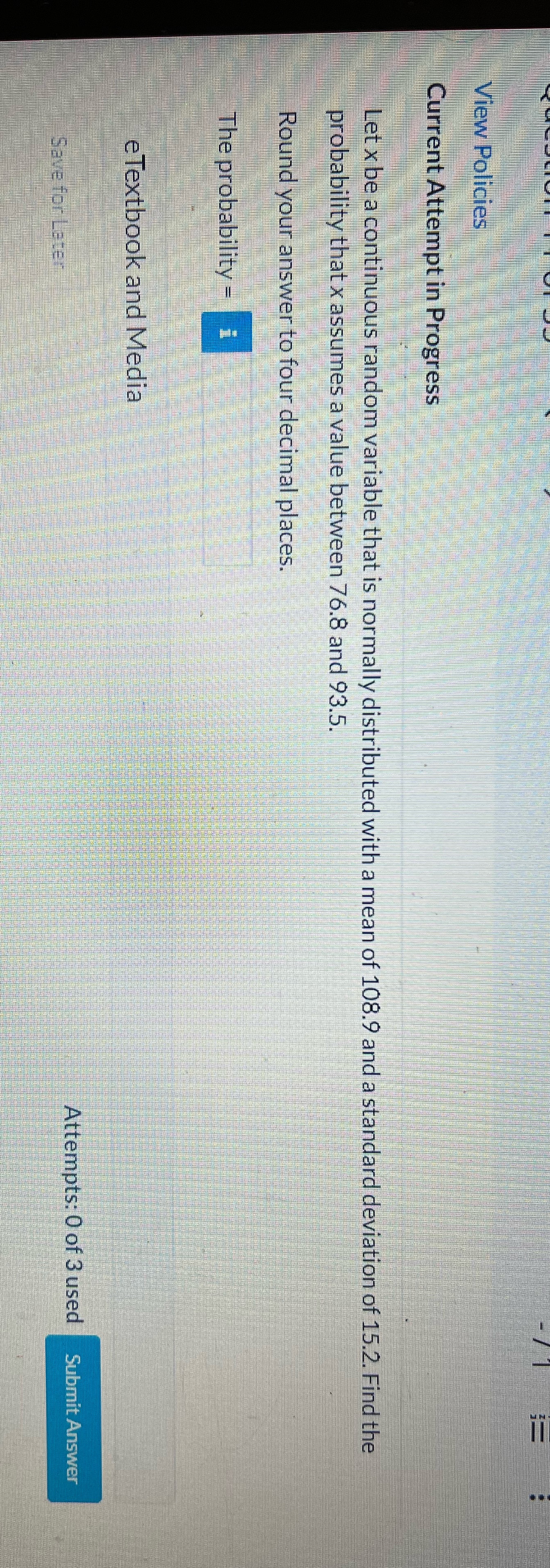  View Policies Current Attempt in Progress Let x be a continuous