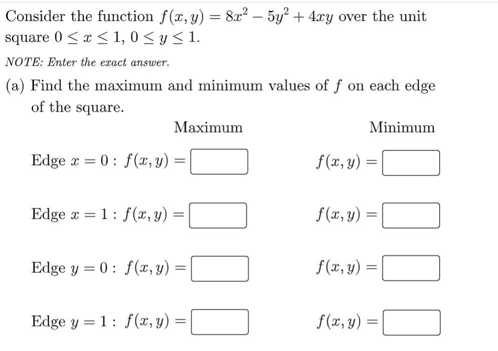 accompanying table and the equations below to estimate the partial derivatives. fx
