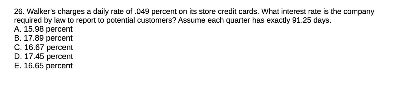 credit cards. What interest rate is the company required by law to