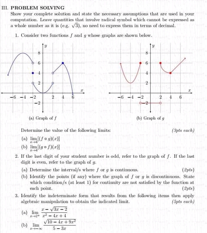  Answer number 2 only! Show your complete solution. III. PROBLEM SOLVING