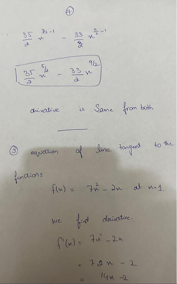 2 35 33 2 Odivative is Same from both. 3 equation .