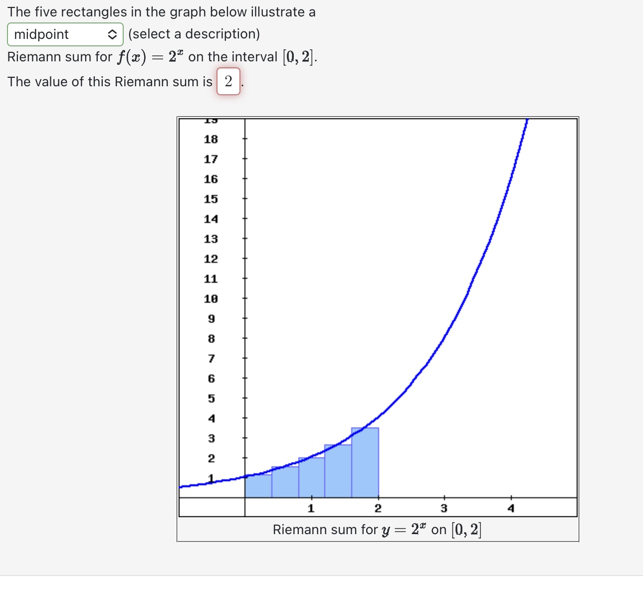  The five rectangles in the graph below illustrate a midpoint (select