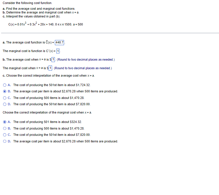 as needed.) C. The average cost per item is about $| when