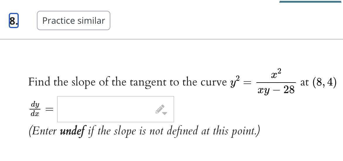 Find the slope of the tangent to the curve x2 + 3xy