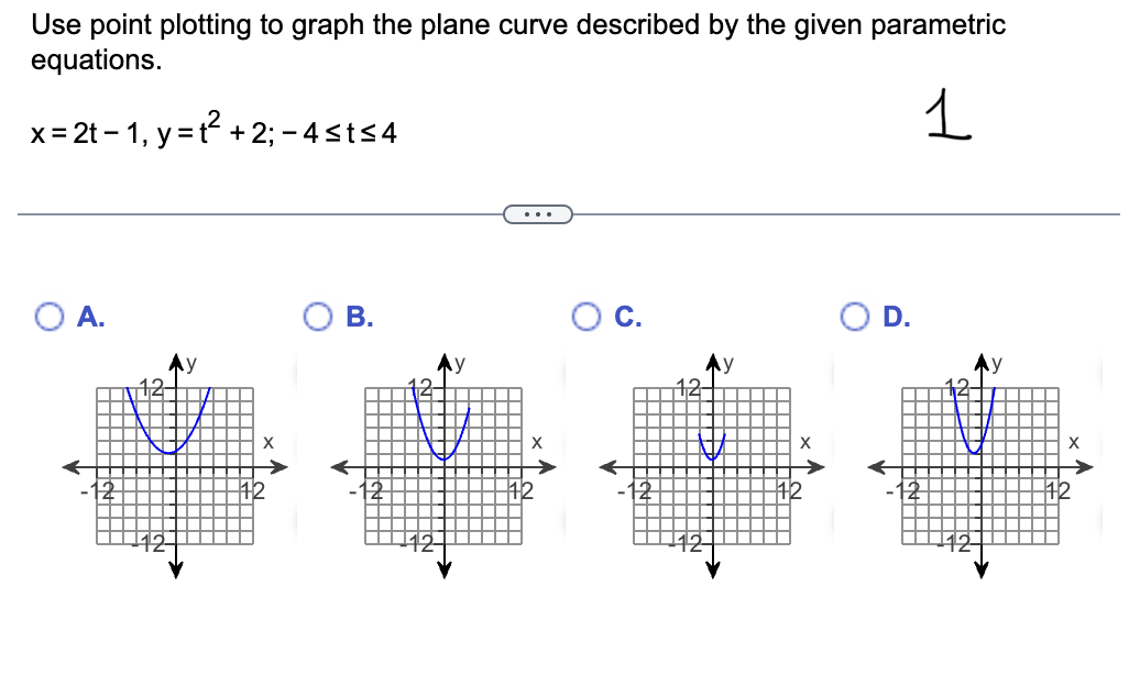 12 12 12 12 12 45Eliminate the parameter t. Then use the